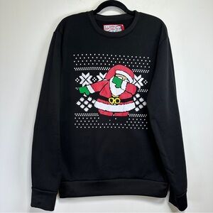 Dabbing Santa Christmas Sweatshirt | Funny Holiday Sweater | Black Crewneck
